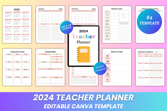 2024 Teacher Planner Canva KDP Interior: A Fully Customizable, Print-Ready Foundation for Educators and Creators