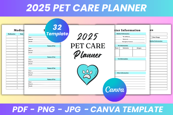 2025 Pet Care Planner Canva Kdp Interior