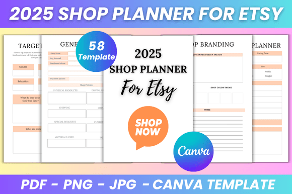 2025 Shop Planner for Etsy Canva Kdp Interior