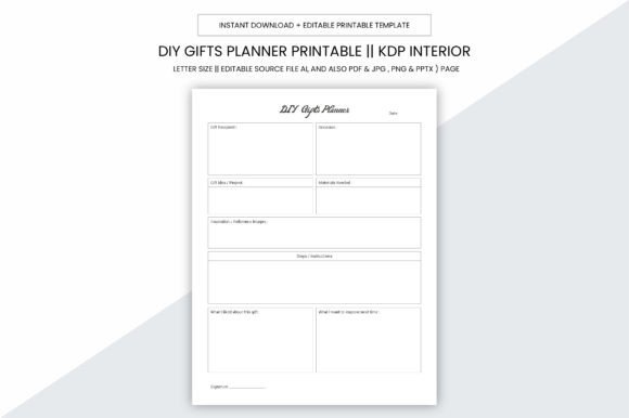 DIY Gifts Planner Kdp Interior Printable