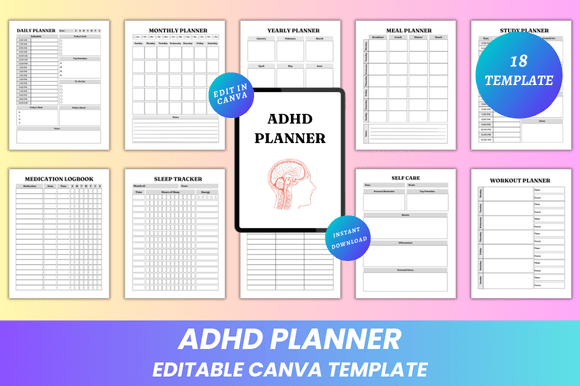 Editable ADHD Planner Canva KDP Interior: A Flexible, Personalized Tool for Focus, Consistency, and Calm