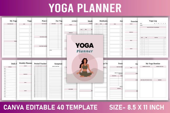 Editable Yoga Planner Canva Template
