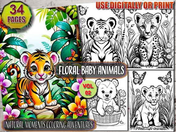 Floral Baby Animals Kdp Interior VOL.2: A Thoughtful Choice for Kindle-Based Coloring Enthusiasts