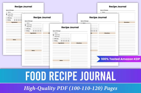 Food Recipe Journal Canva KDP Interior