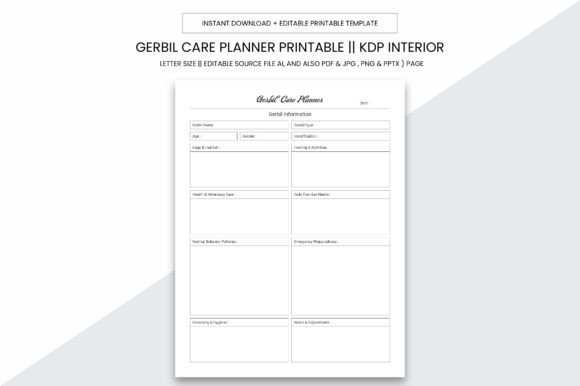 Gerbil Care Planner KDP Interior: Your All-in-One Logbook for Small Pet Wellness