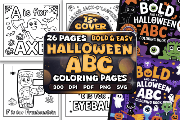 Halloween ABC Alphabet Coloring Pages
