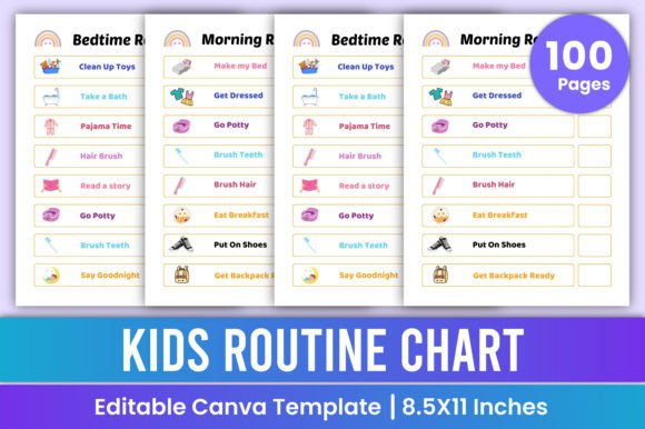 Kids Routine Chart Canva Kdp Interior