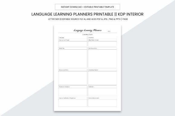 Language Learning Planner Kdp Interior