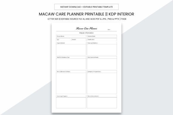 Macaw Care Planner Kdp Interior New Plan