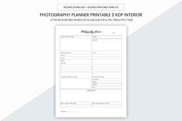 Photography Planner Kdp Interior