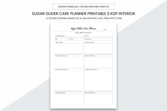 Sugar Glider Care Planner Kdp Interior