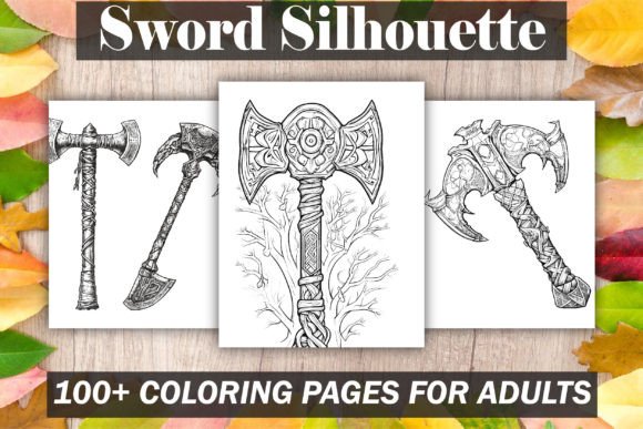Sword Silhouette Coloring Book for Adults