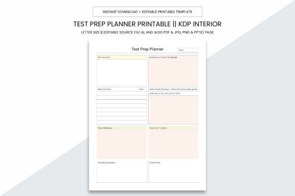 Test Prep Planner Printable Kdp Interior